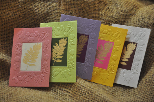 Leaf Cards – 5 Assorted Embossed Colours