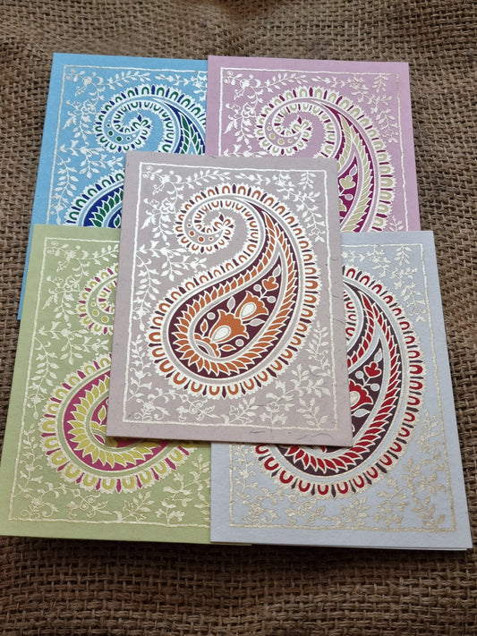 Paisley Cards – 5 Assorted Colours