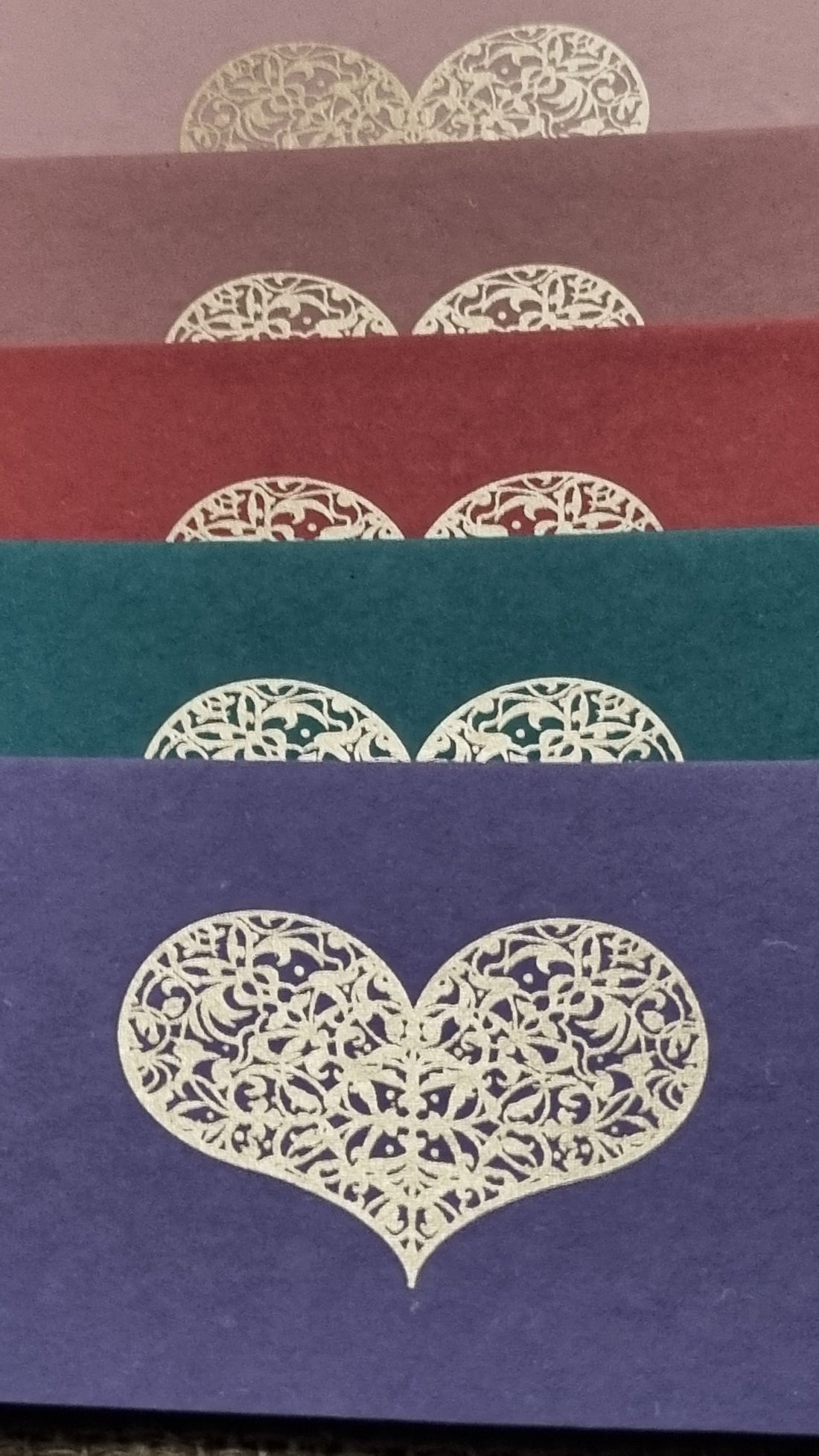 Heart Filgary Heart Filigree Cards – 5 Assorted Colours – The Paper Place